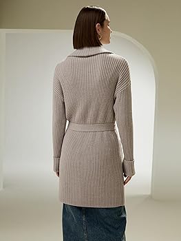 LilySilk 100% Merino Wool Shawl Collar Cardigan for Women